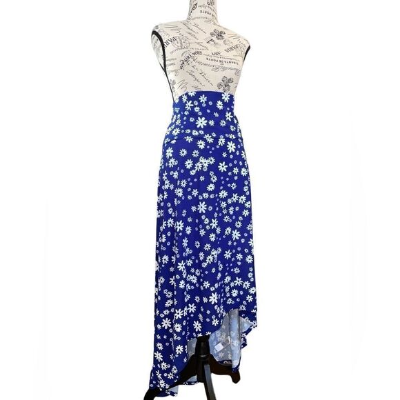 LuLaRoe 3XL Olivia High-Low Skirt • Blue Background • Daisies • Maxi • BNWT - Picture 8 of 15